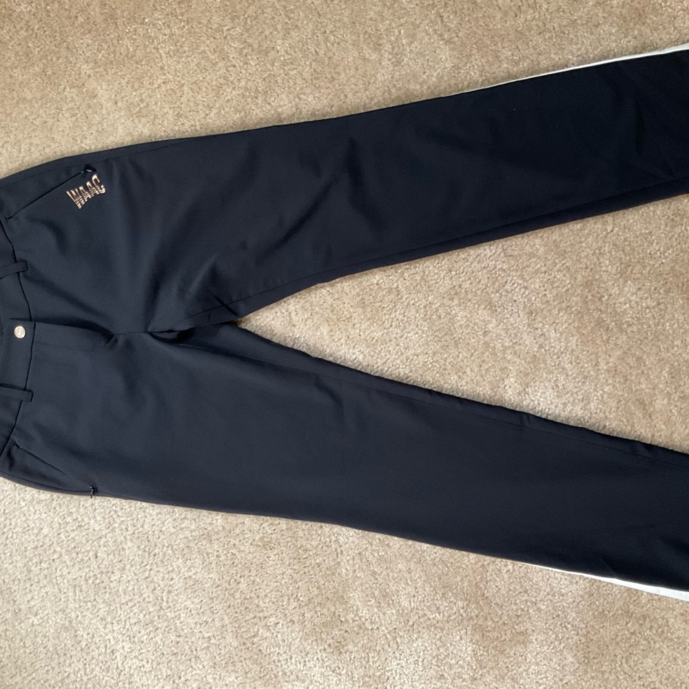 Elegant Black & White side-striped Straight Leg Golf Pants